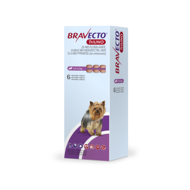 BRAVECTO TRIUNO*6CPR1,27-2,5KG