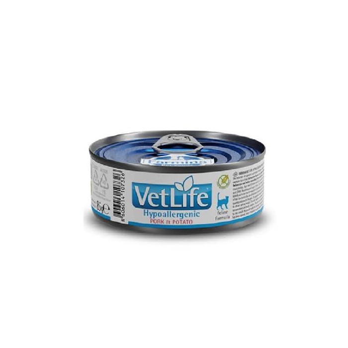VET LIFE CAT HYP PORK&POT 85G