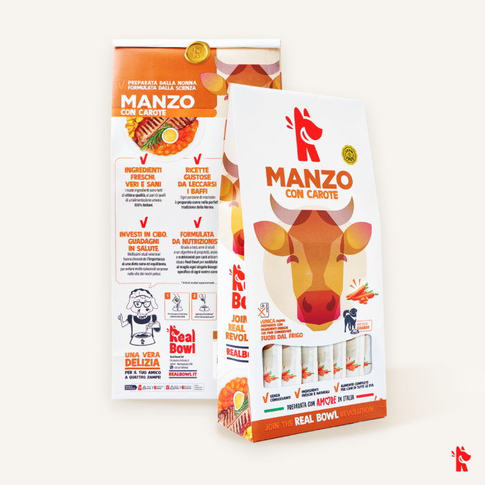 REAL BOWL Pack  14 Buste Manzo senza cereali 700g