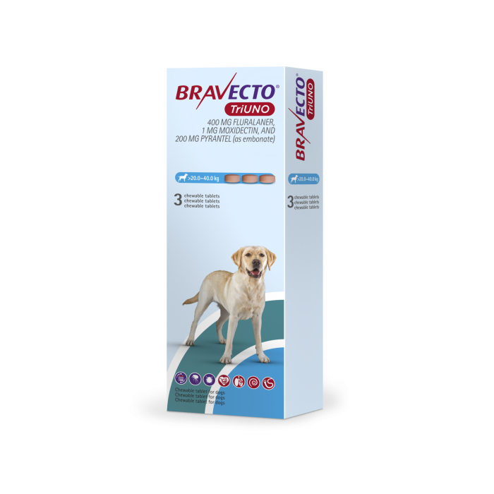 BRAVECTO TRIUNO*3CPR 20-40KG